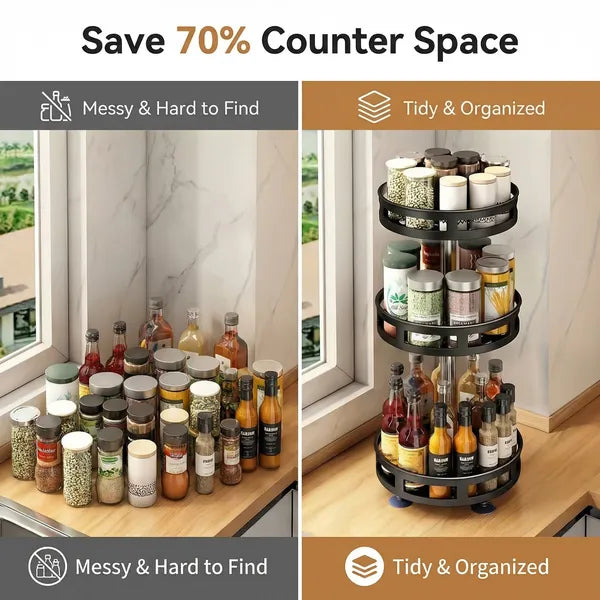 3-Tier Rotating Spice Rack Organizer