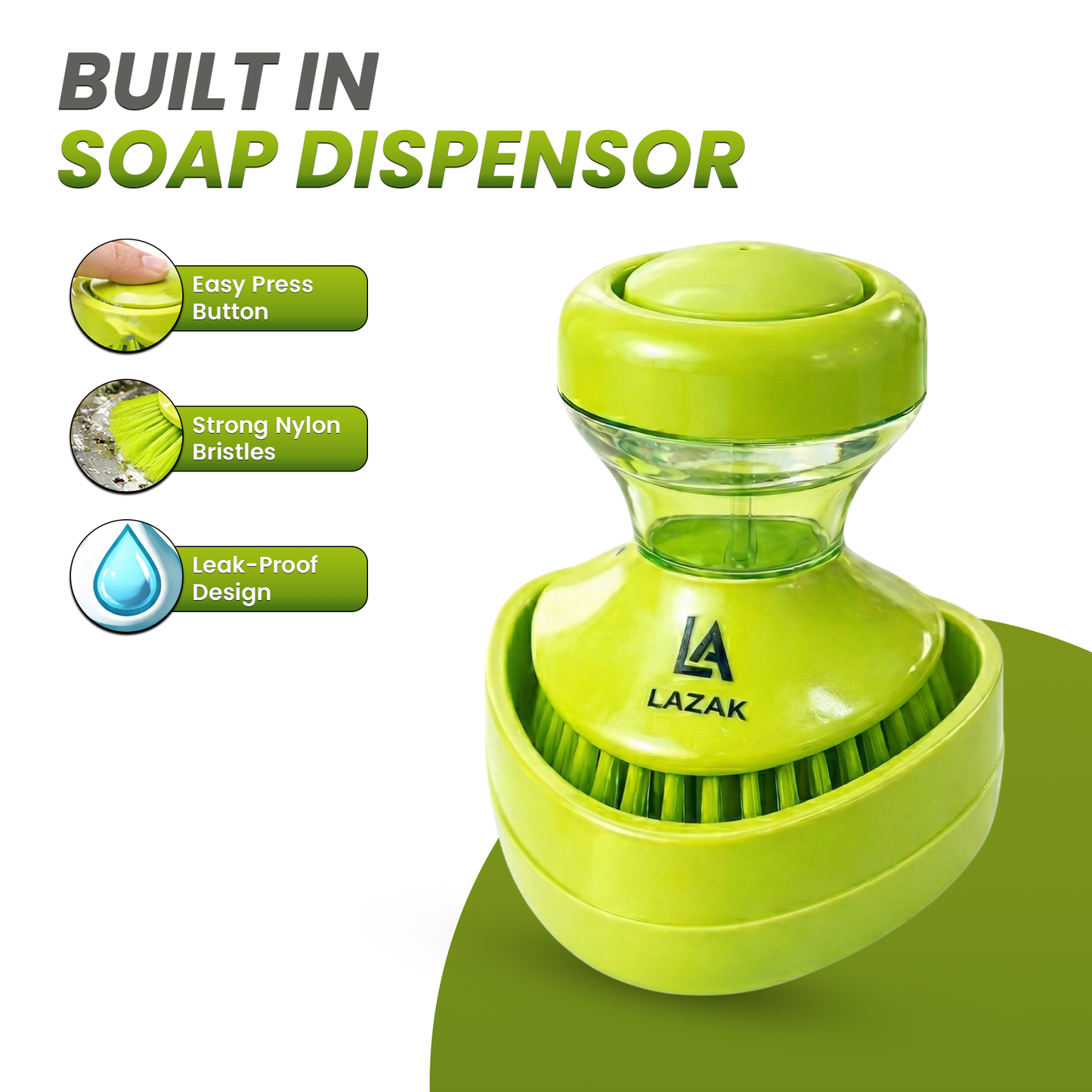 Dish Brush With Soap Dispenser,Scrub Brush For Kitchen Cleaning