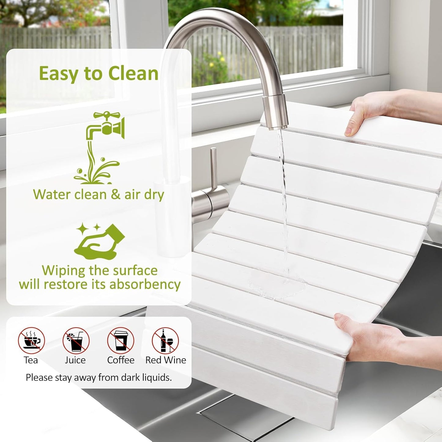 Foldable Diatomite Stone Drying Mat For Kitchen Counter