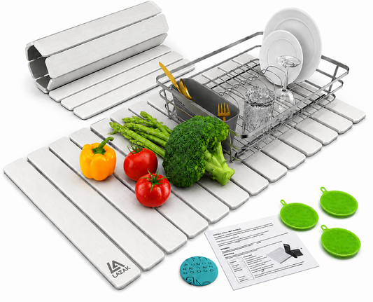 Foldable Stone Drying Mat for Kitchen Counter With FREE 3 Silicone Scrubber(Brushes)