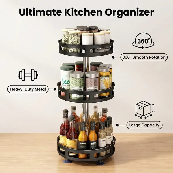 3-Tier Rotating Spice Rack Organizer