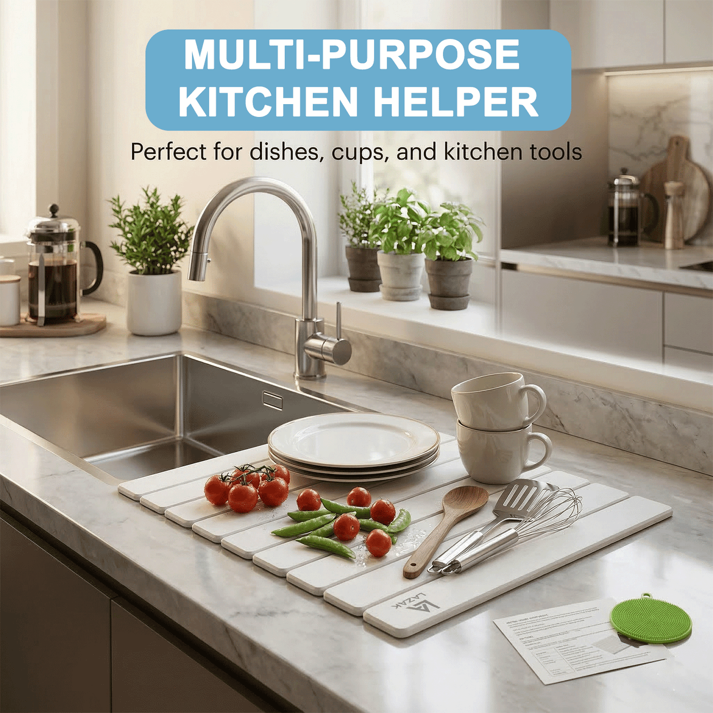 Foldable Diatomite Stone Drying Mat for Kitchen Counter