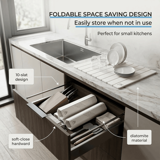 Foldable Diatomite Stone Drying Mat for Kitchen Counter